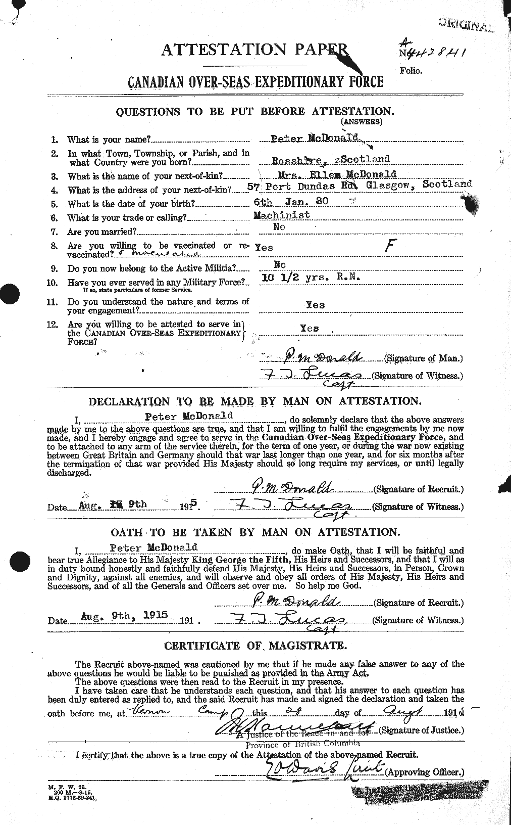 Personnel Records of the First World War - CEF 524755a