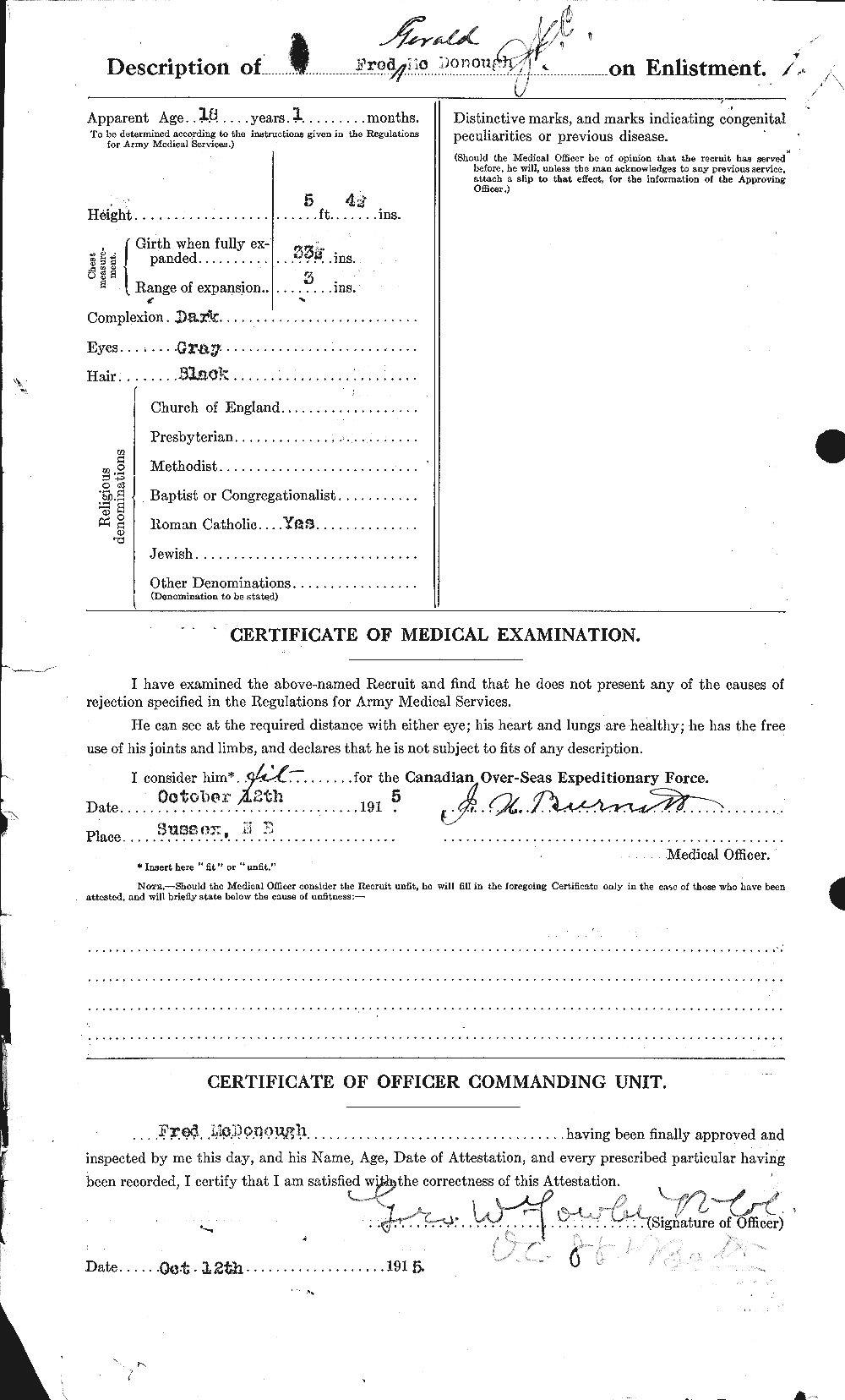 Dossiers du Personnel de la Première Guerre mondiale - CEC 525109b