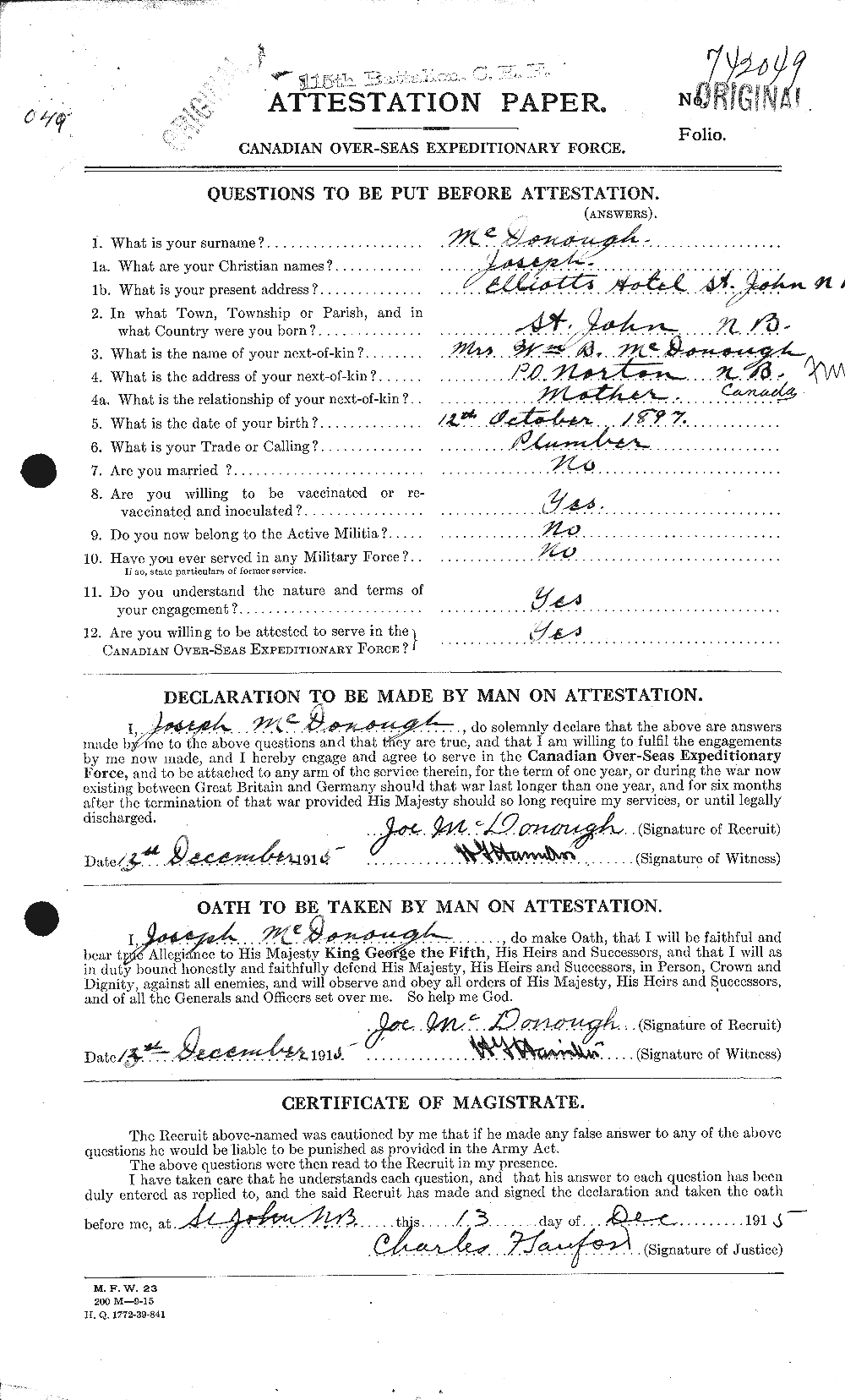 Personnel Records of the First World War - CEF 525123a