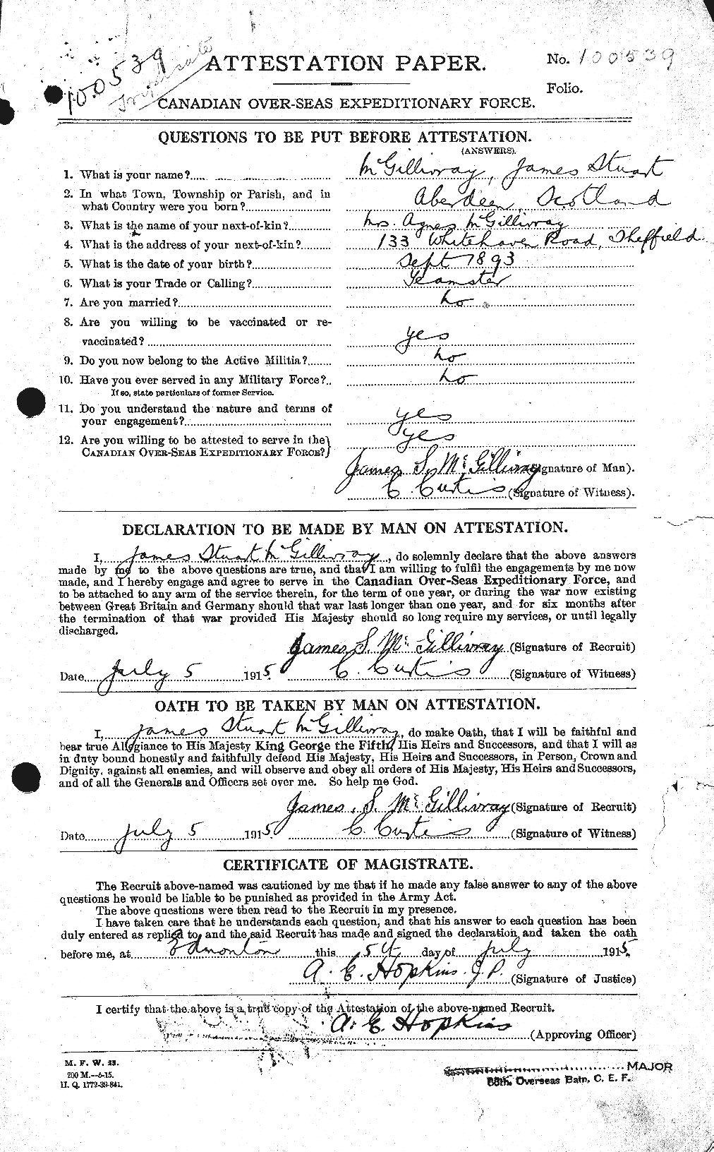 Personnel Records of the First World War - CEF 525471a