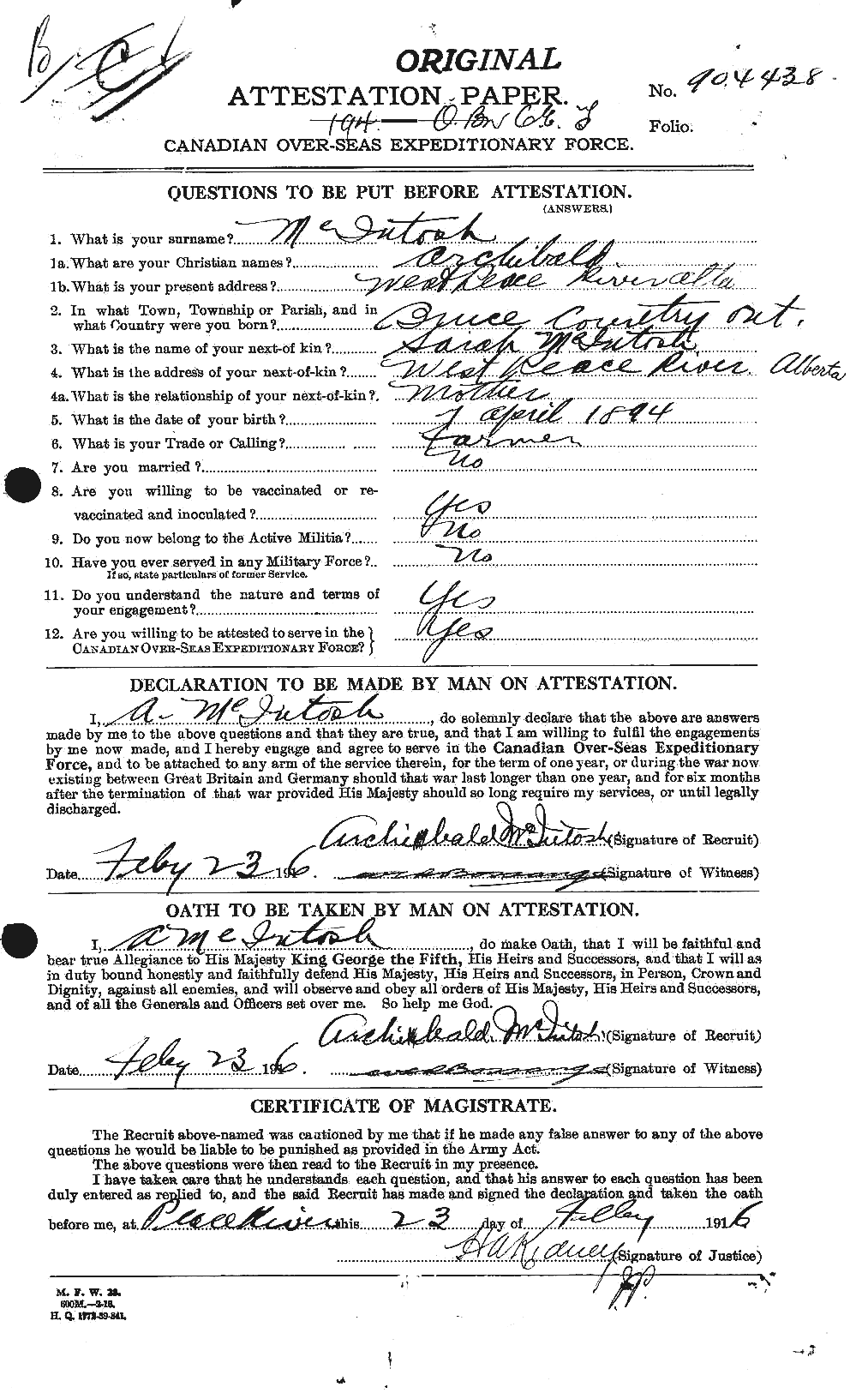 Personnel Records of the First World War - CEF 525581a