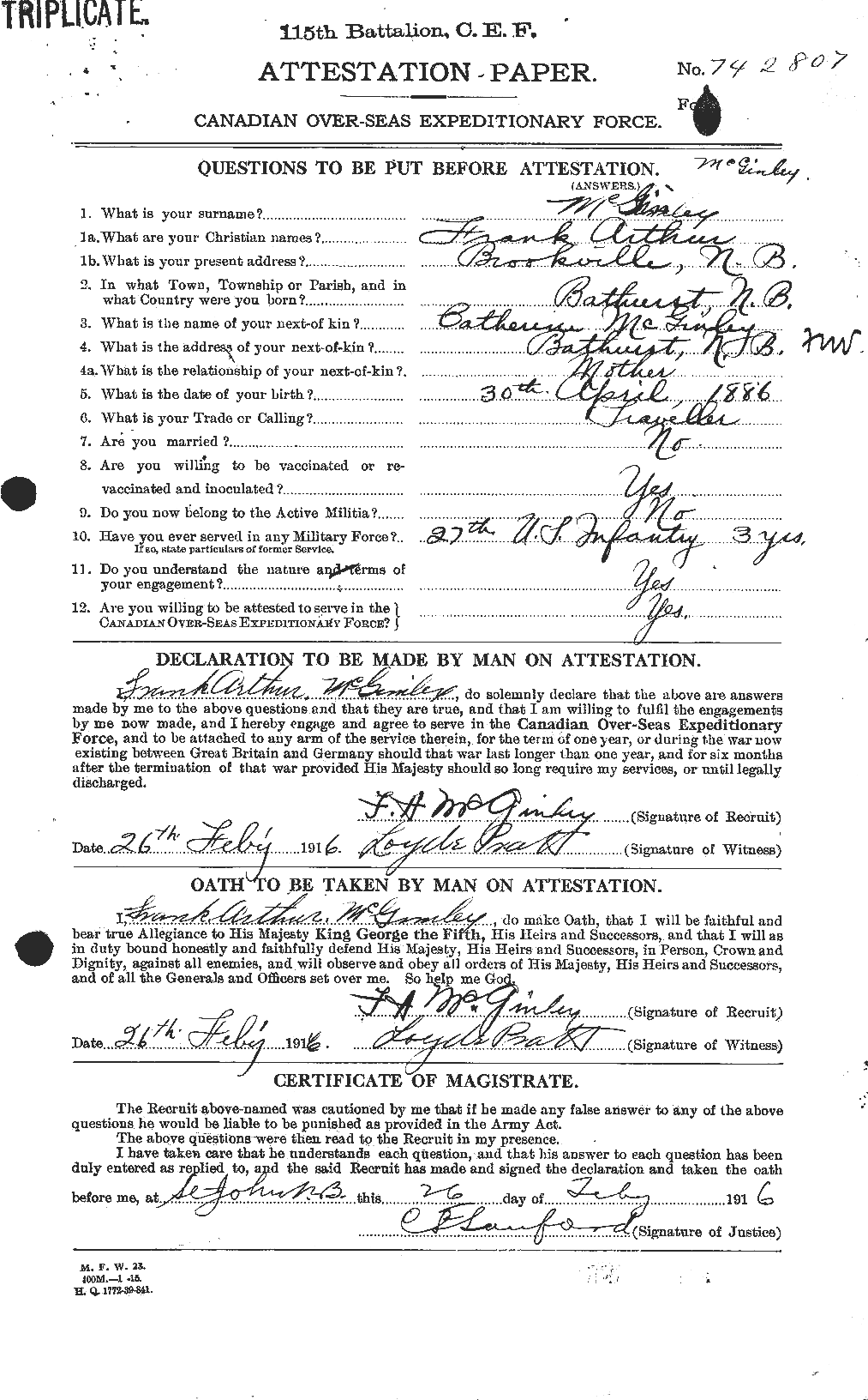 Personnel Records of the First World War - CEF 526314a