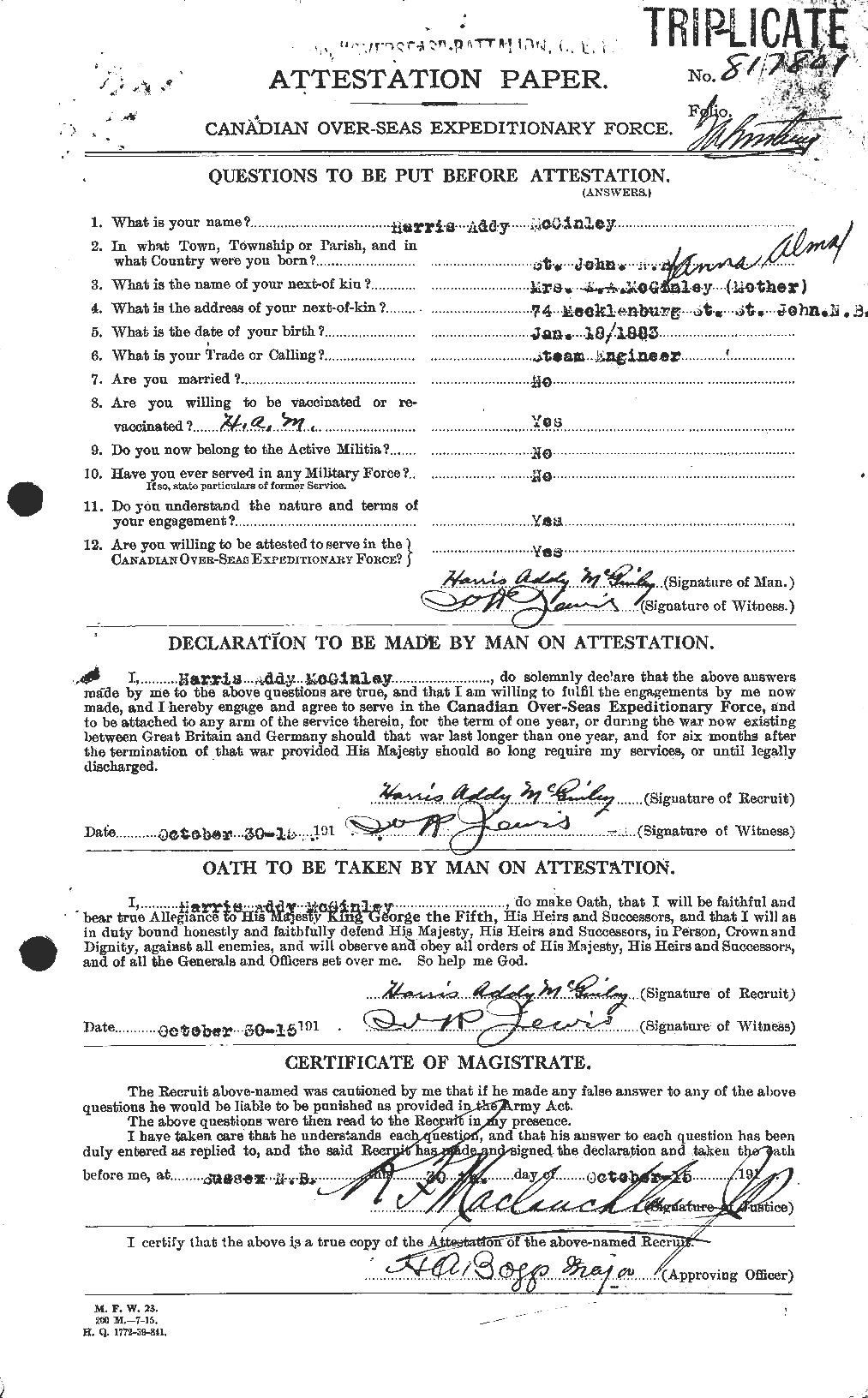Personnel Records of the First World War - CEF 526315a