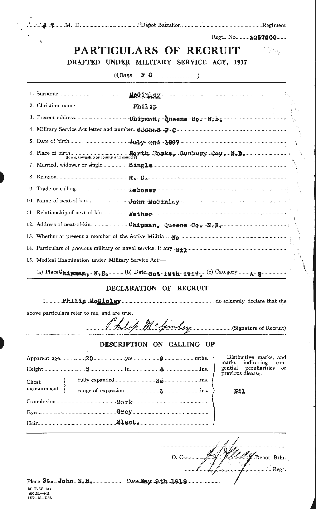 Dossiers du Personnel de la Première Guerre mondiale - CEC 526328a