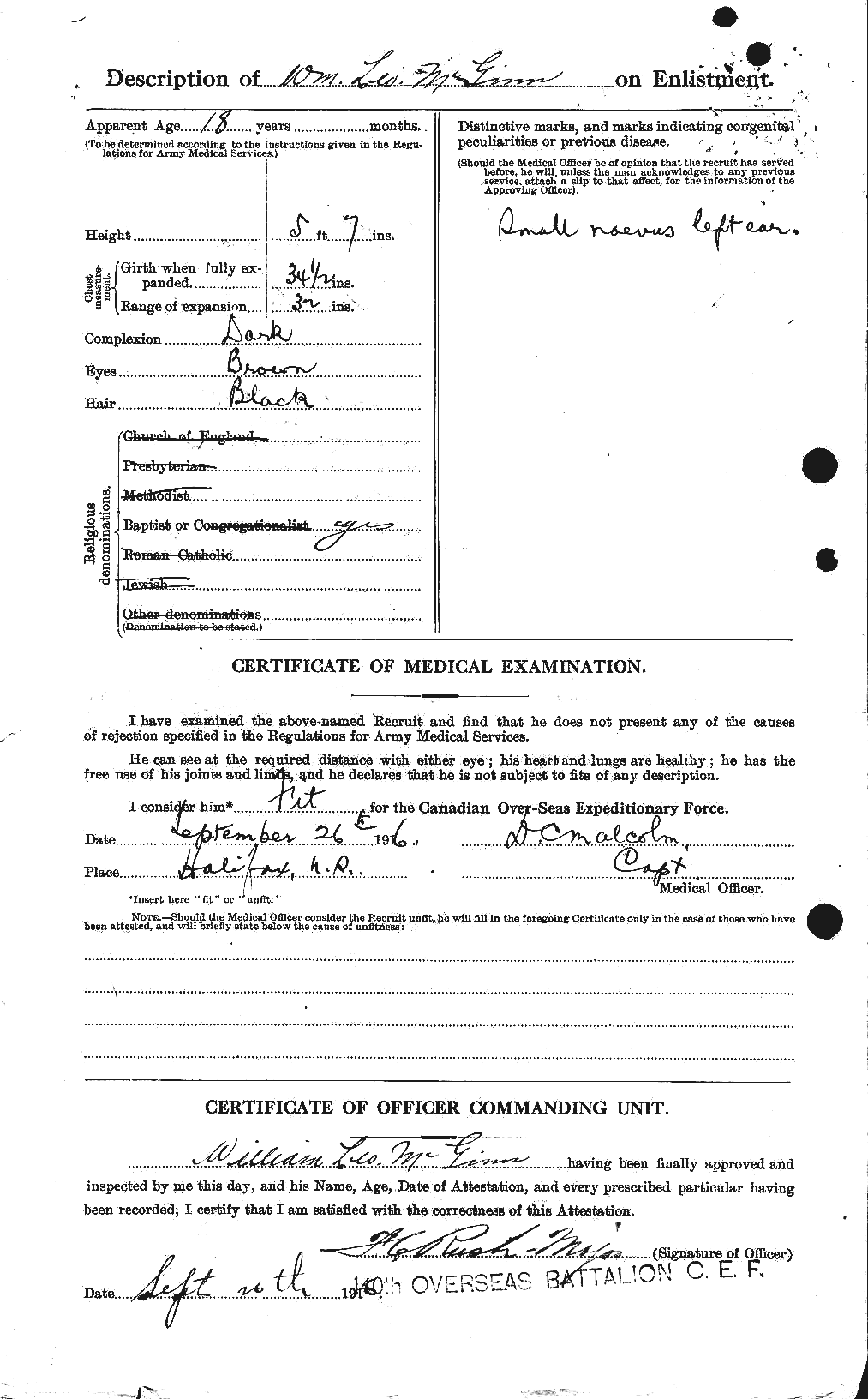 Dossiers du Personnel de la Première Guerre mondiale - CEC 526355b