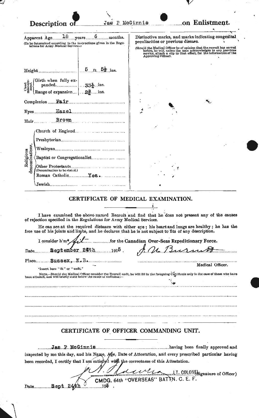 Dossiers du Personnel de la Première Guerre mondiale - CEC 526411b