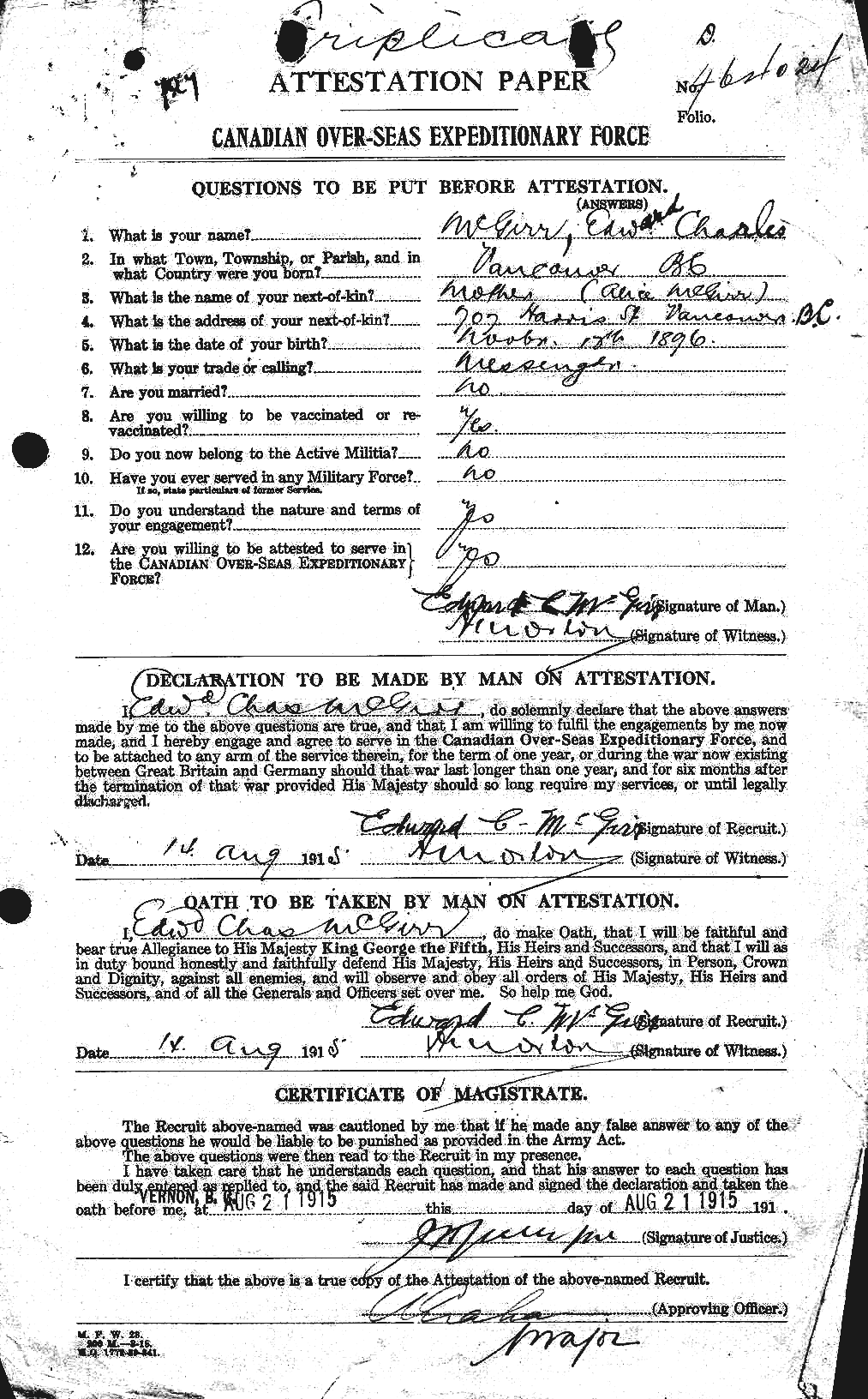 Personnel Records of the First World War - CEF 526449a