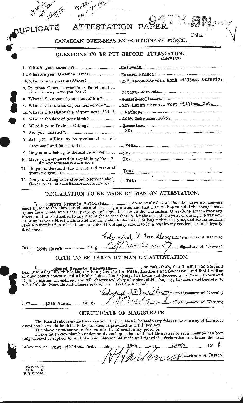 Personnel Records of the First World War - CEF 526496a