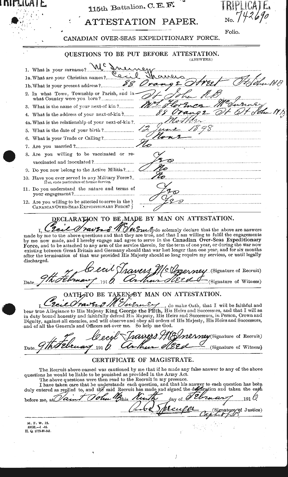 Personnel Records of the First World War - CEF 526571a