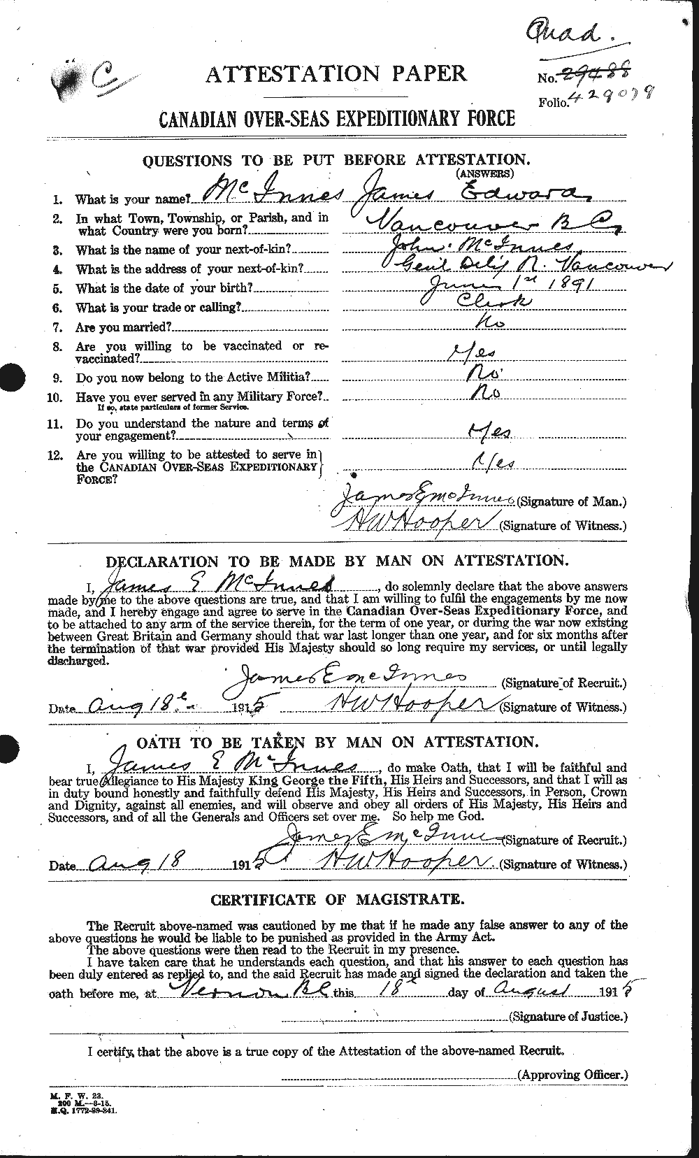 Personnel Records of the First World War - CEF 526676a