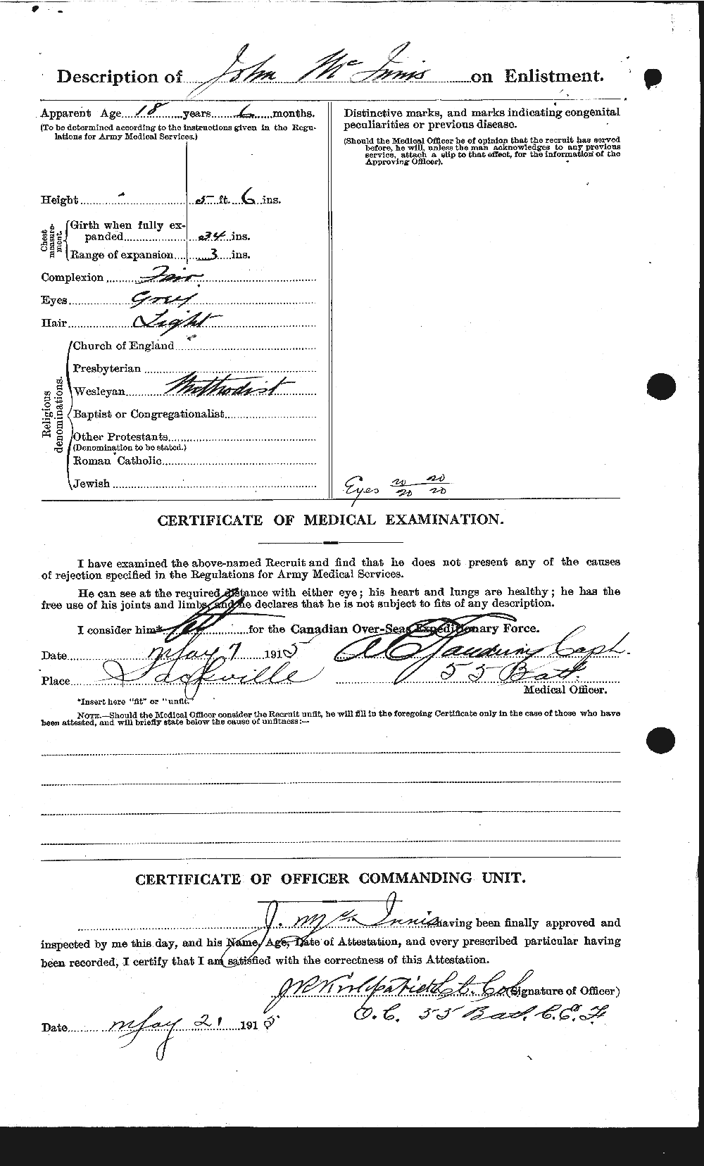 Dossiers du Personnel de la Première Guerre mondiale - CEC 526843b