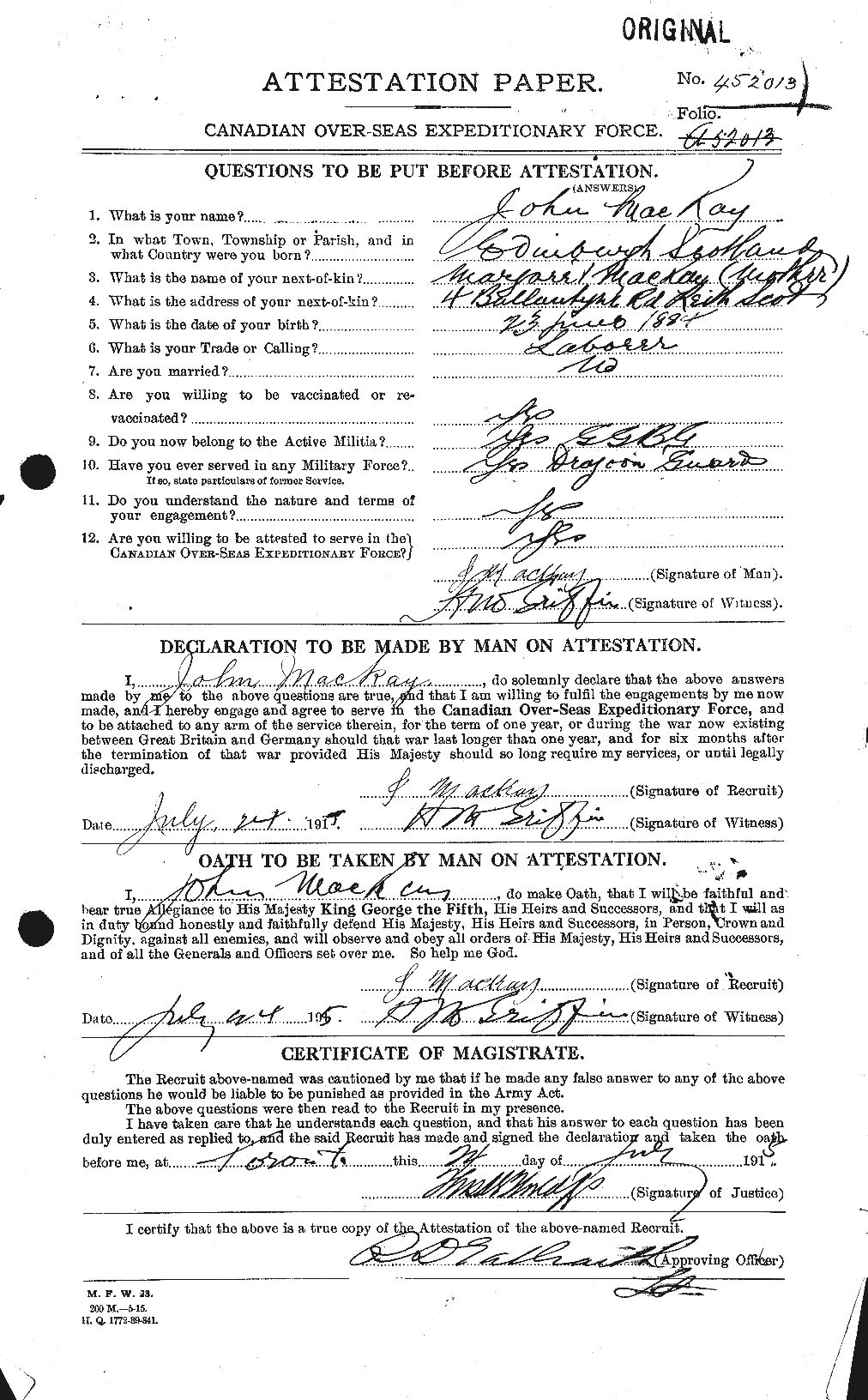 Personnel Records of the First World War - CEF 526960a