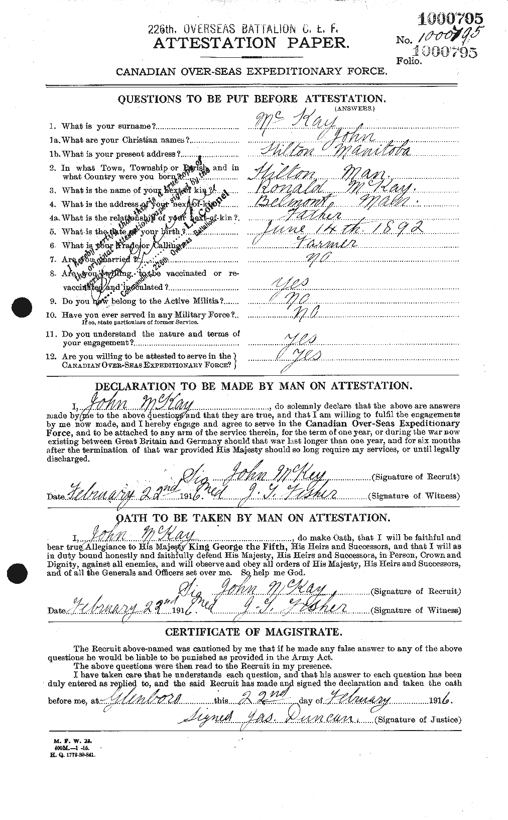 Personnel Records of the First World War - CEF 526999a