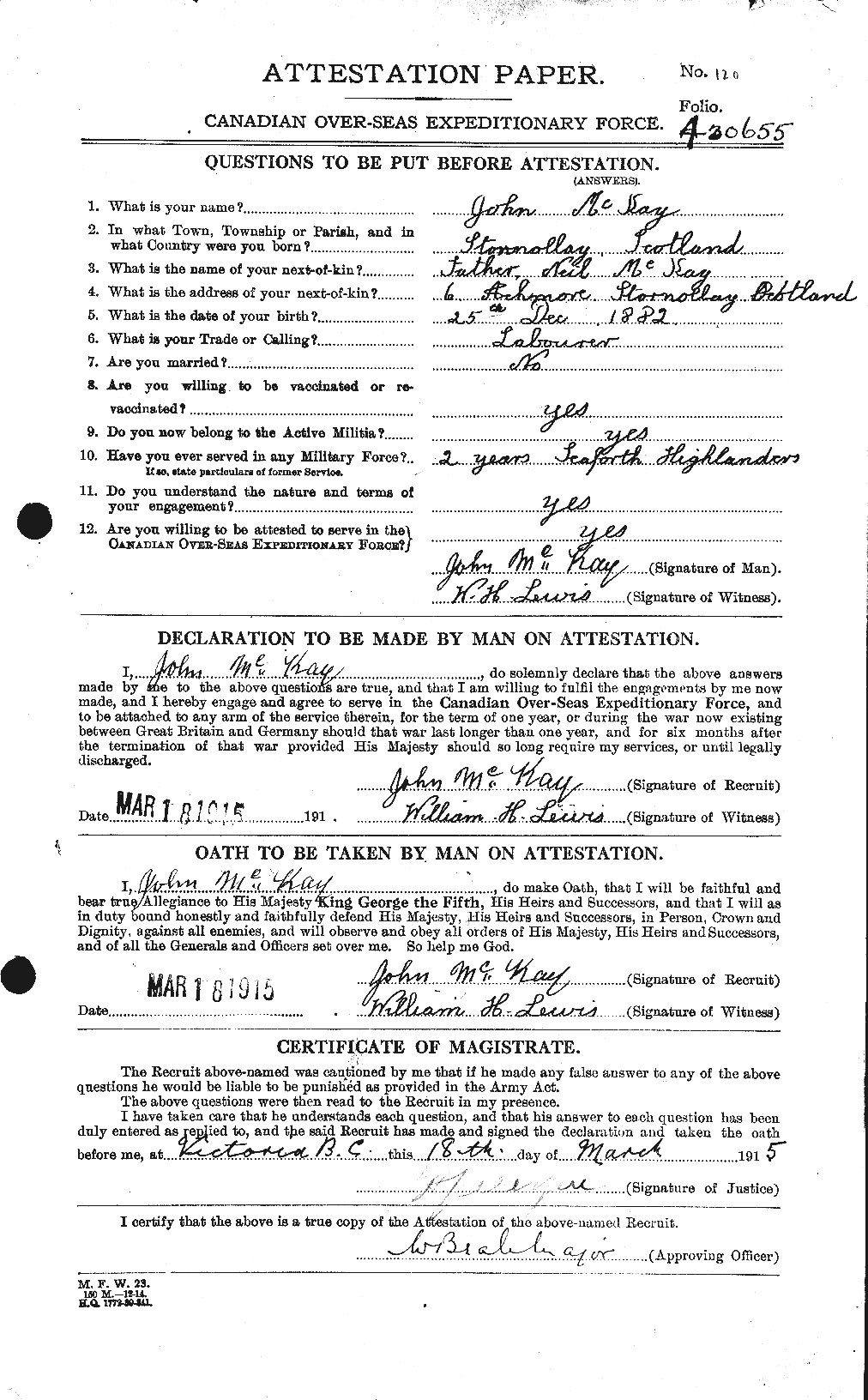 Personnel Records of the First World War - CEF 527006a