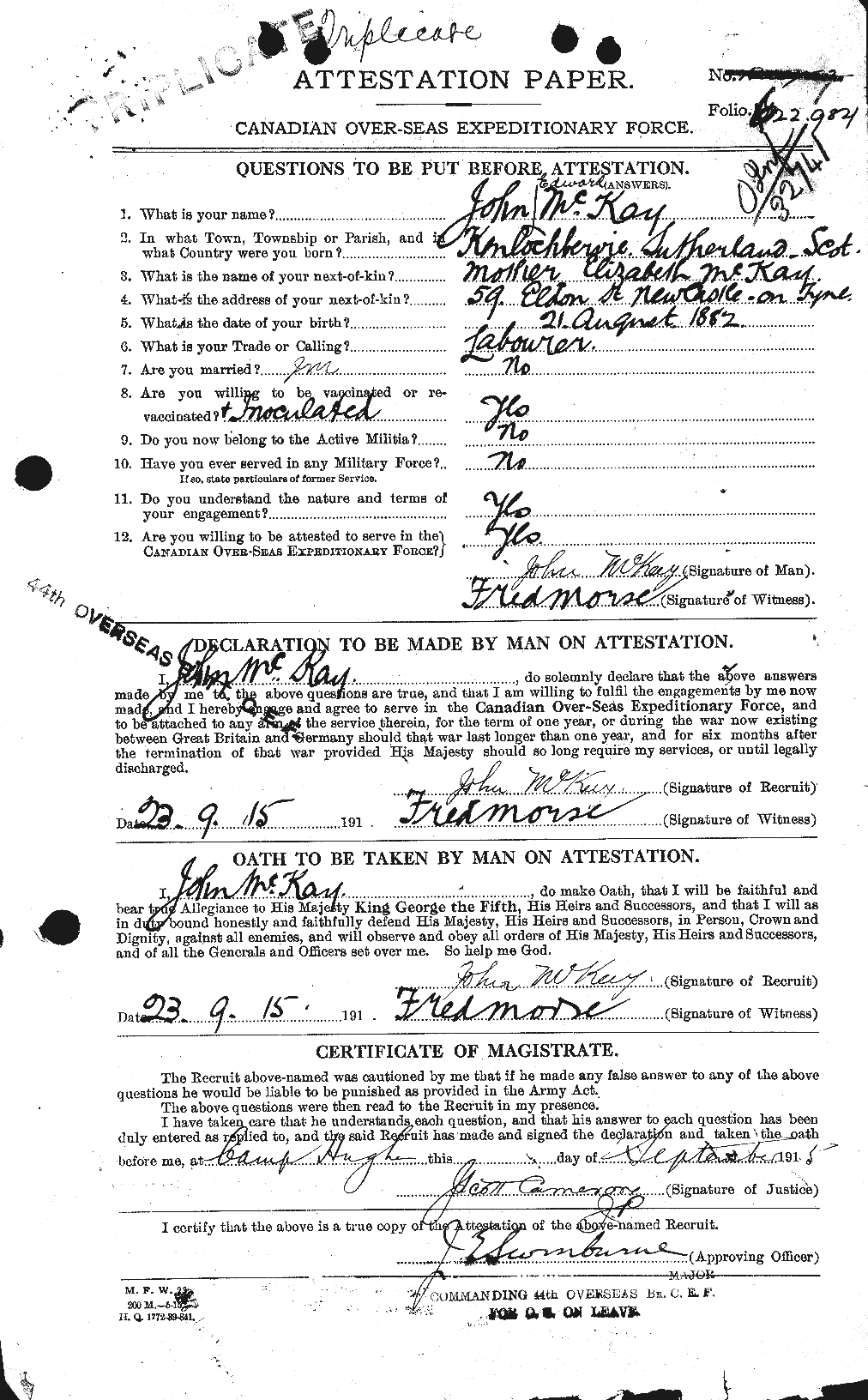 Personnel Records of the First World War - CEF 527048a