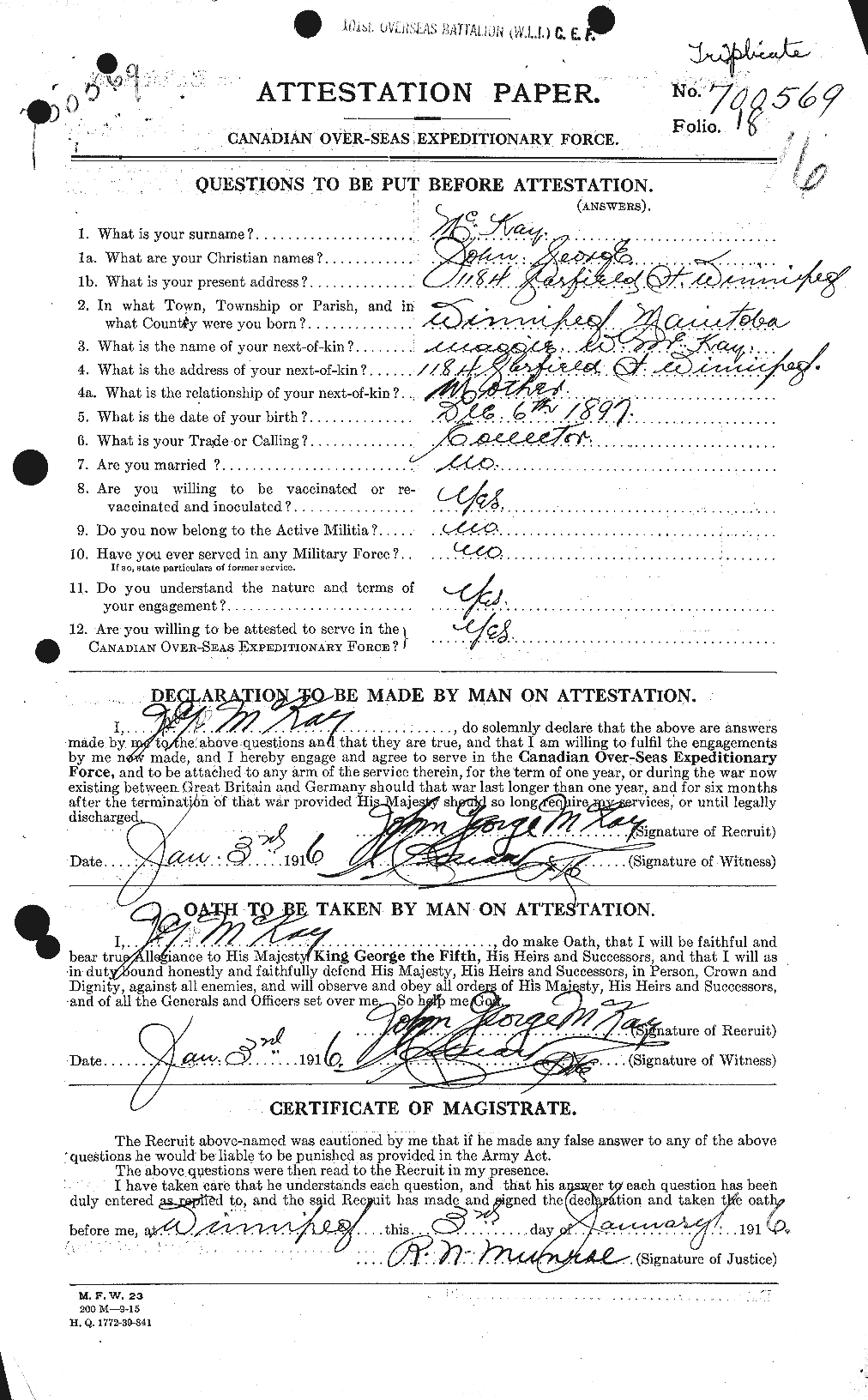 Personnel Records of the First World War - CEF 527057a