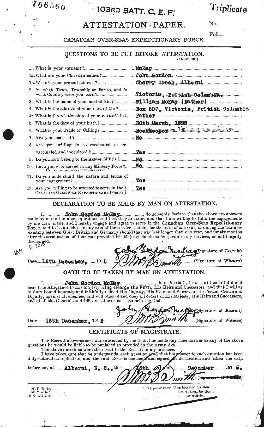 Personnel Records of the First World War - CEF 527060a