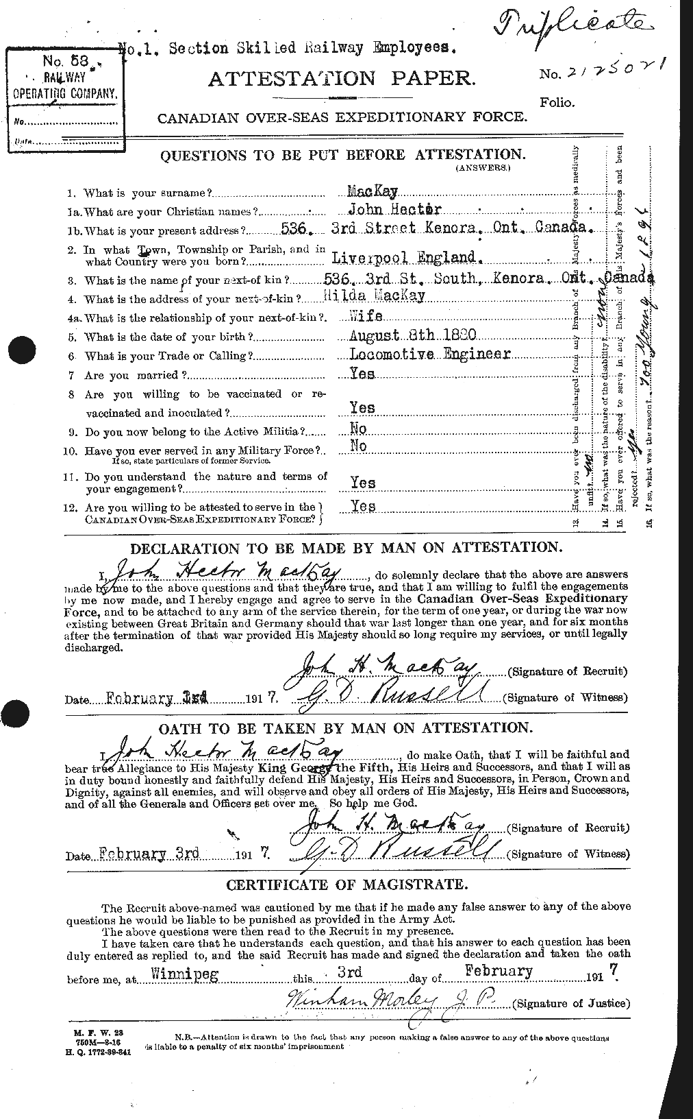 Personnel Records of the First World War - CEF 527064a