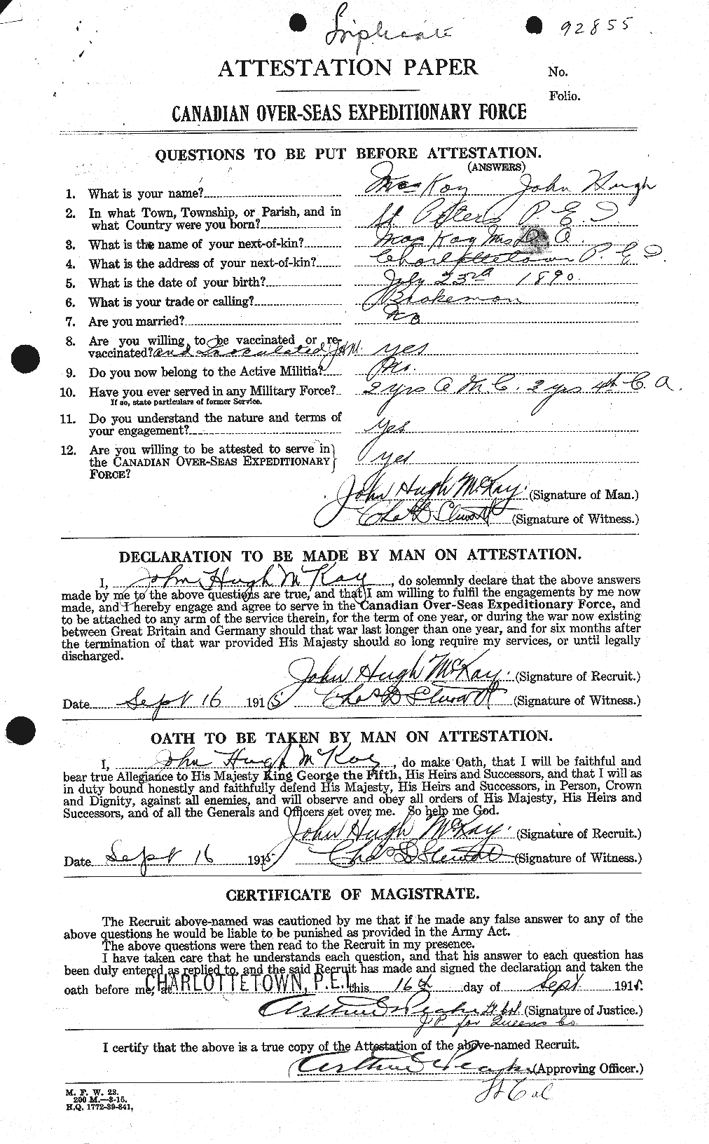 Personnel Records of the First World War - CEF 527070a