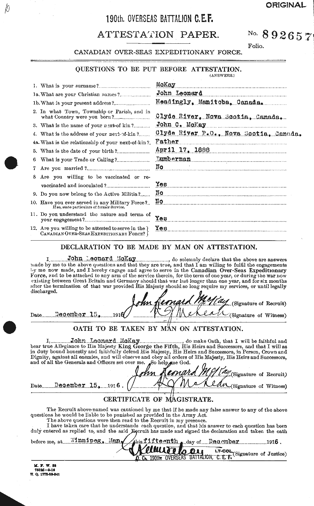 Personnel Records of the First World War - CEF 527075a