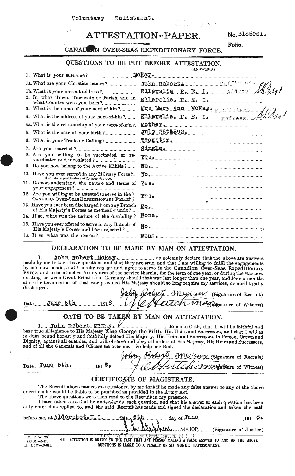 Personnel Records of the First World War - CEF 527089a