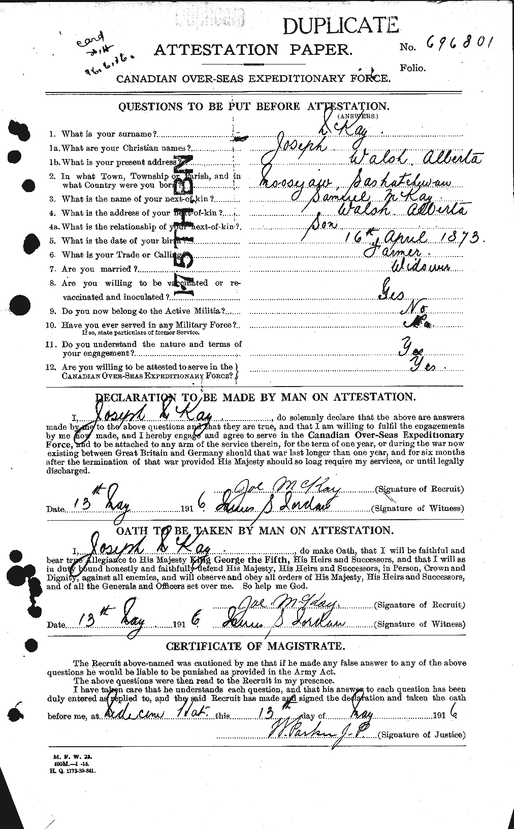 Personnel Records of the First World War - CEF 527109a