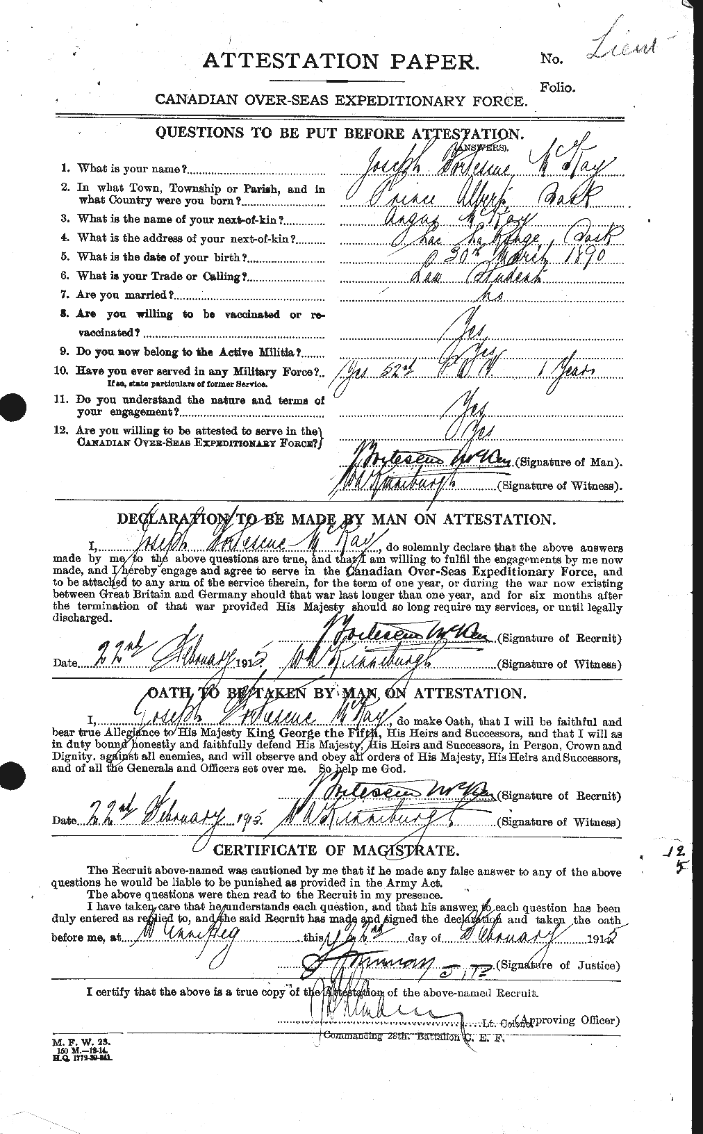 Personnel Records of the First World War - CEF 527114a