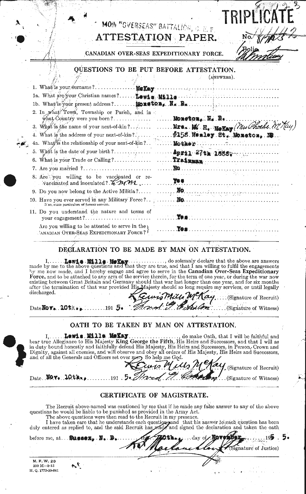 Personnel Records of the First World War - CEF 527151a