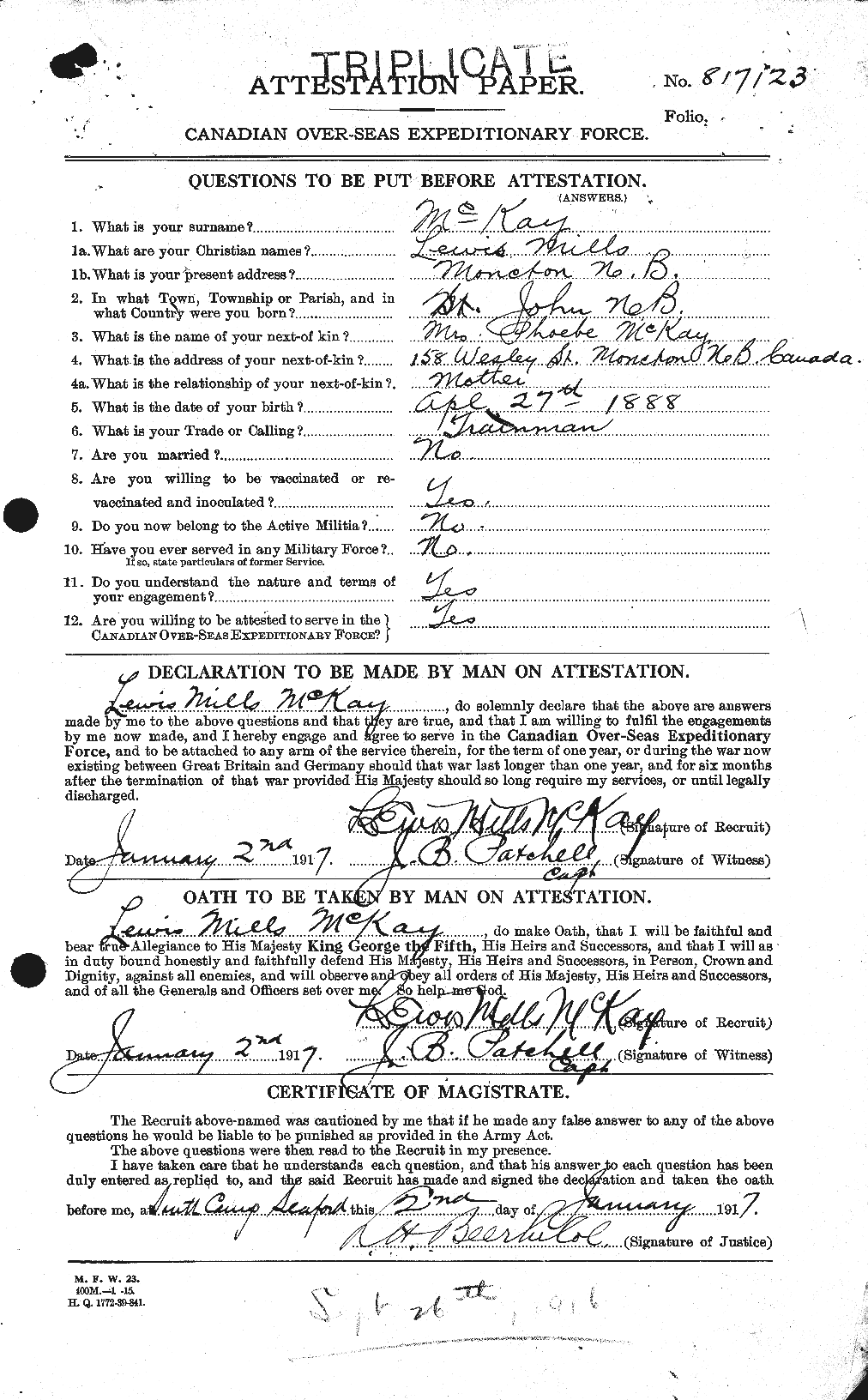 Personnel Records of the First World War - CEF 527152a