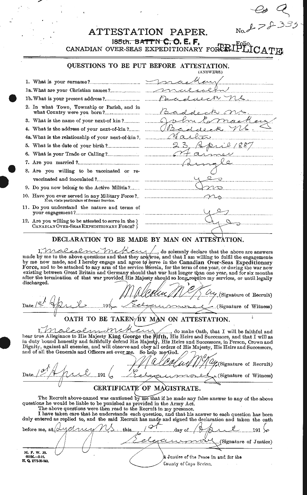 Personnel Records of the First World War - CEF 527163a