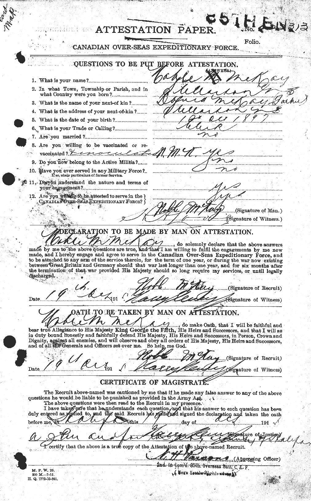 Personnel Records of the First World War - CEF 527210a