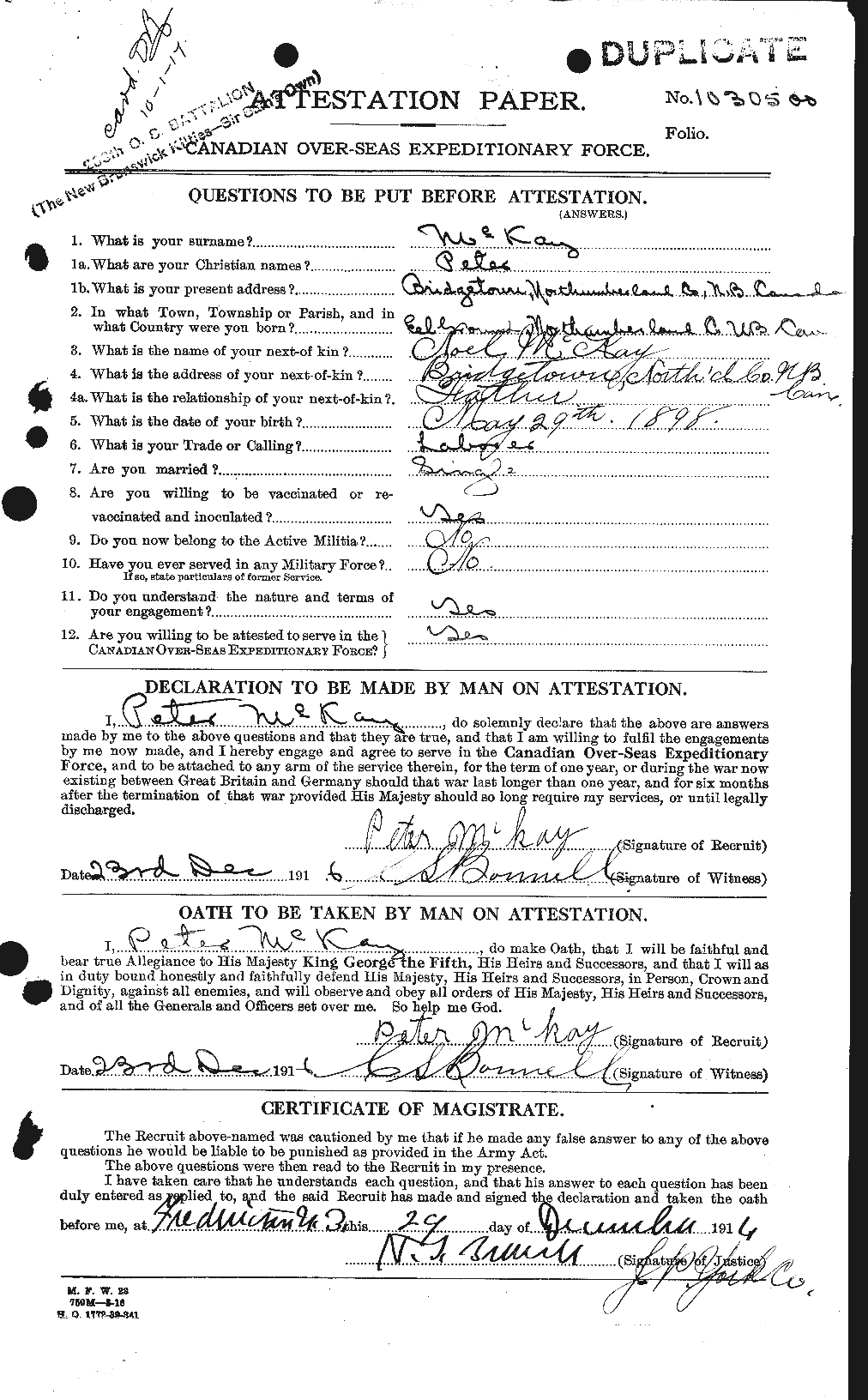 Personnel Records of the First World War - CEF 527240a
