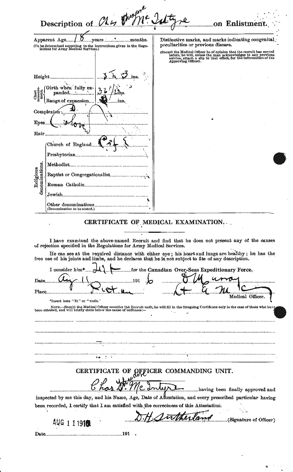 Dossiers du Personnel de la Première Guerre mondiale - CEC 527277b