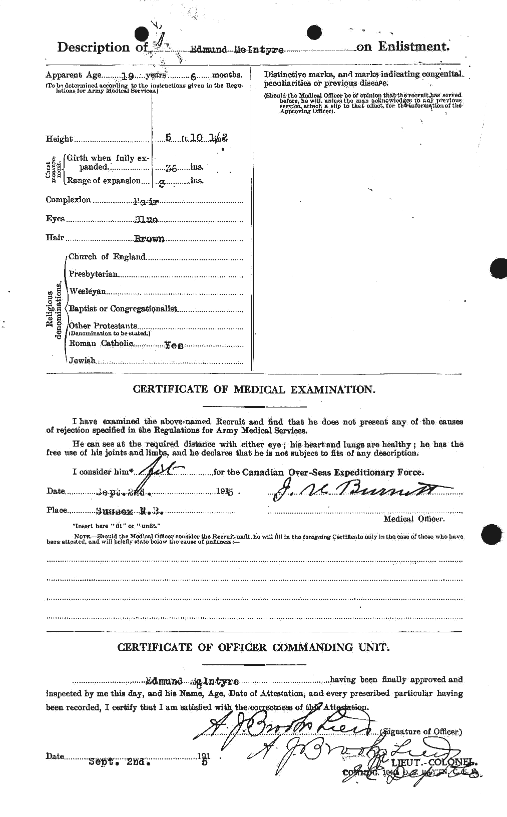 Dossiers du Personnel de la Première Guerre mondiale - CEC 527350b