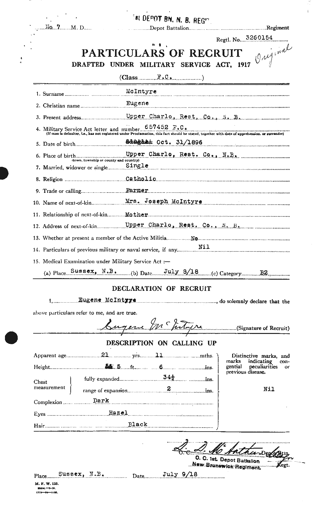 Dossiers du Personnel de la Première Guerre mondiale - CEC 527367a