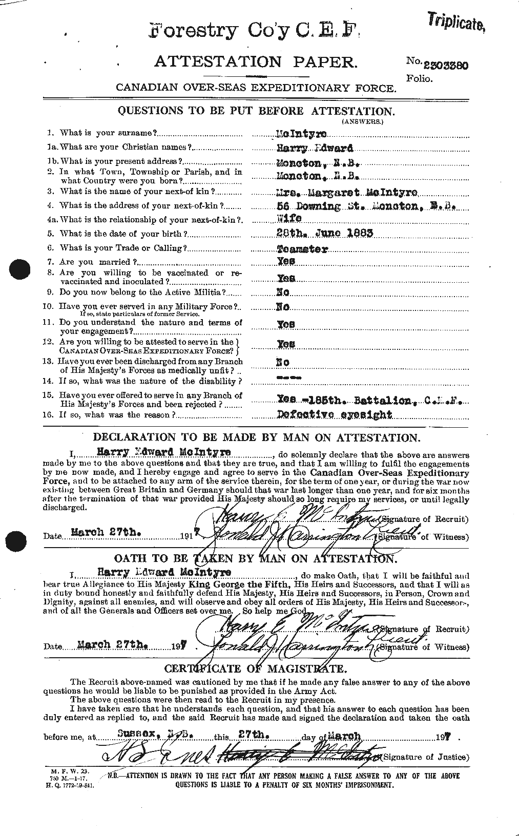 Personnel Records of the First World War - CEF 527415a