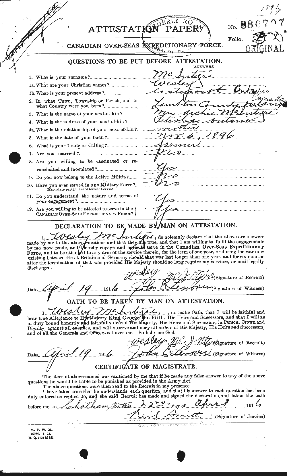 Personnel Records of the First World War - CEF 527611a