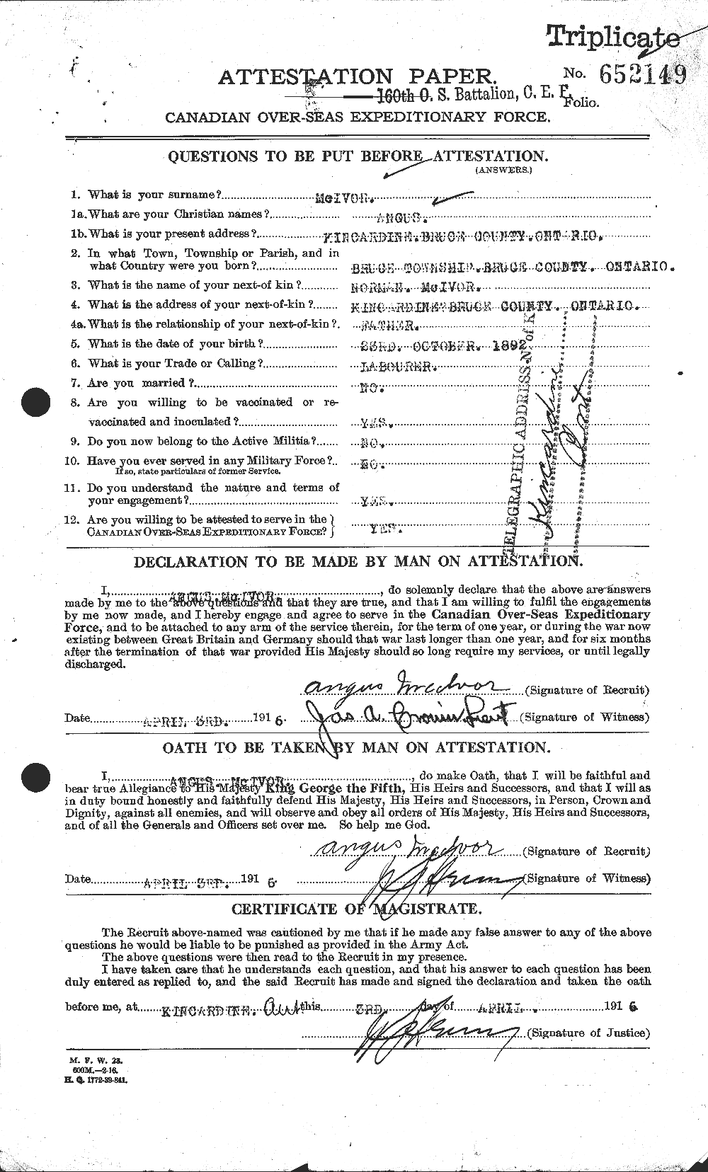 Personnel Records of the First World War - CEF 527903a