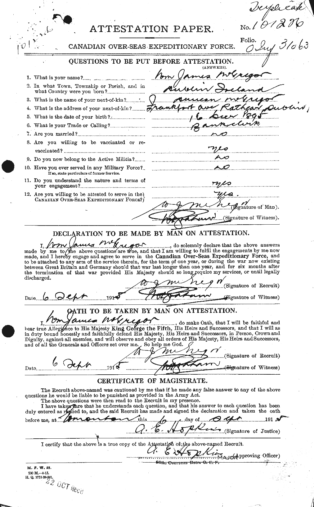 Personnel Records of the First World War - CEF 527994a