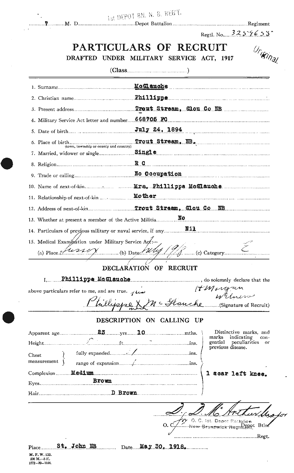 Dossiers du Personnel de la Première Guerre mondiale - CEC 528432a