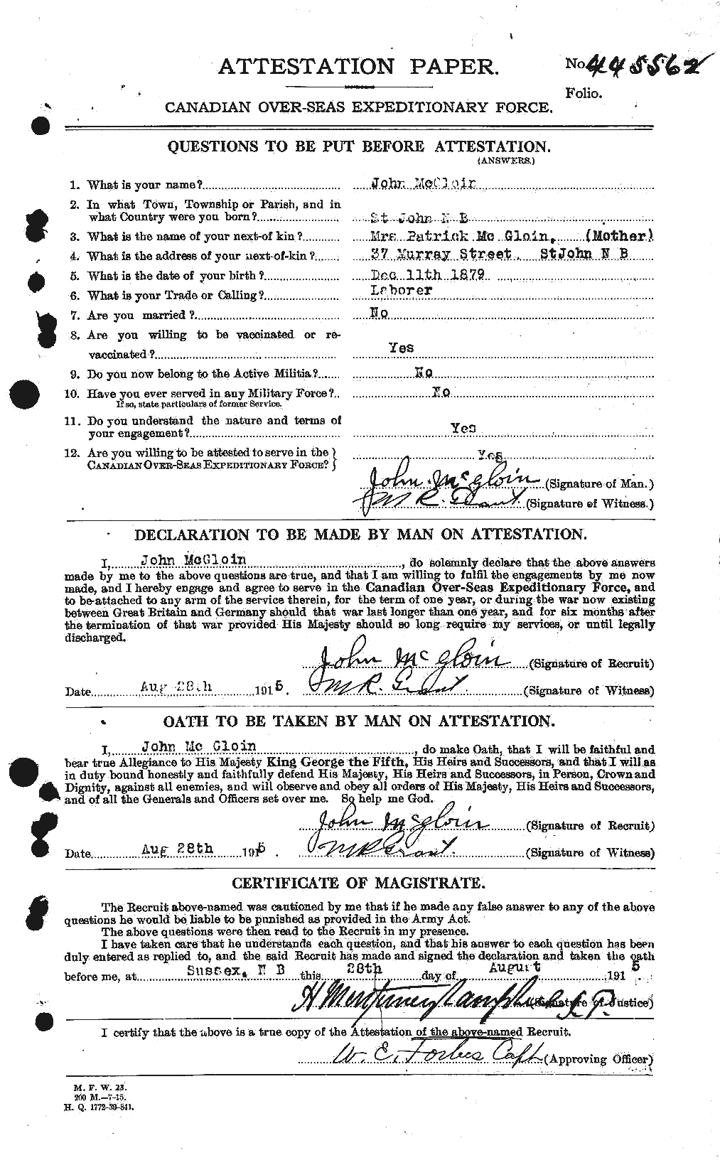 Personnel Records of the First World War - CEF 528451a