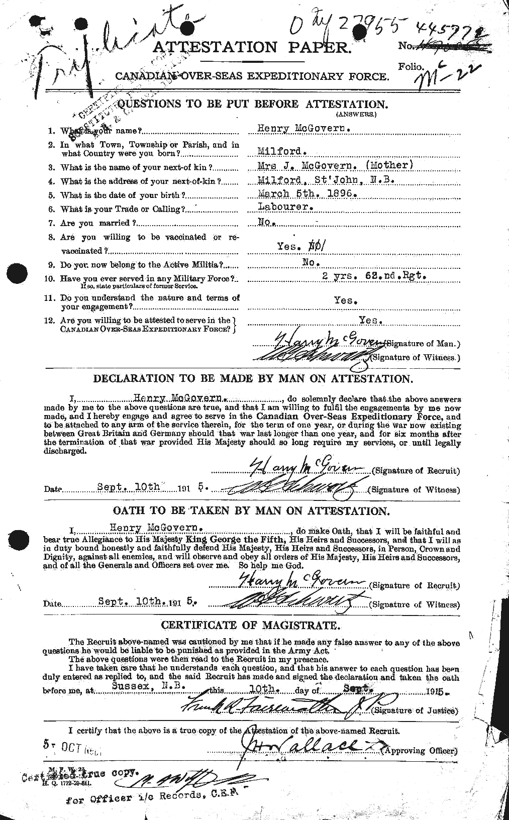 Personnel Records of the First World War - CEF 528560a