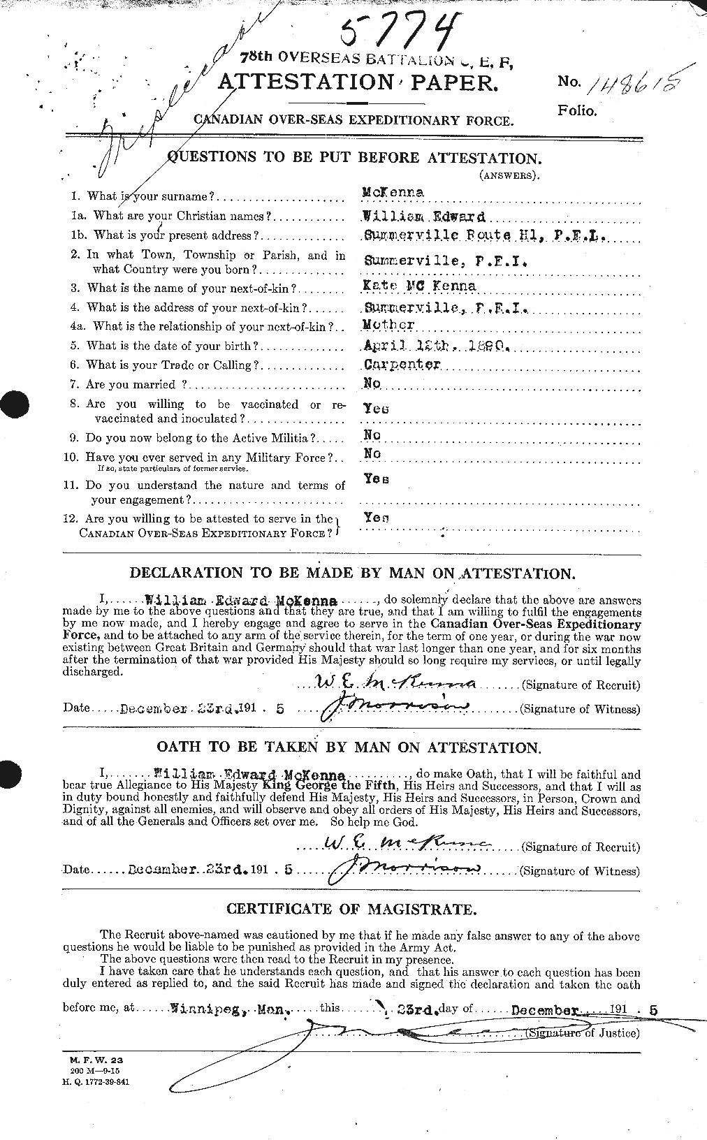 Personnel Records of the First World War - CEF 528683a