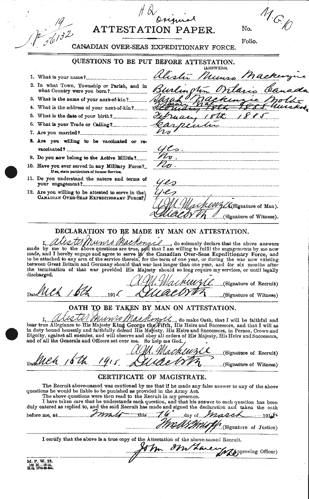 Personnel Records of the First World War - CEF 528833a