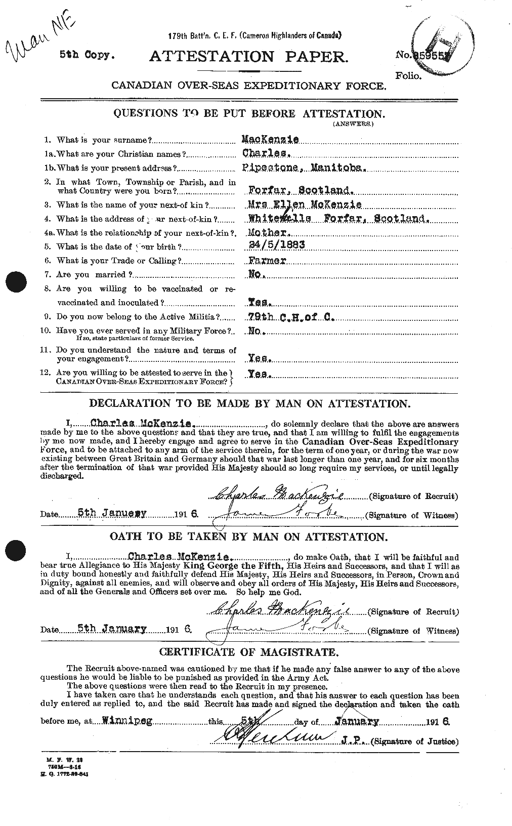 Personnel Records of the First World War - CEF 528916a