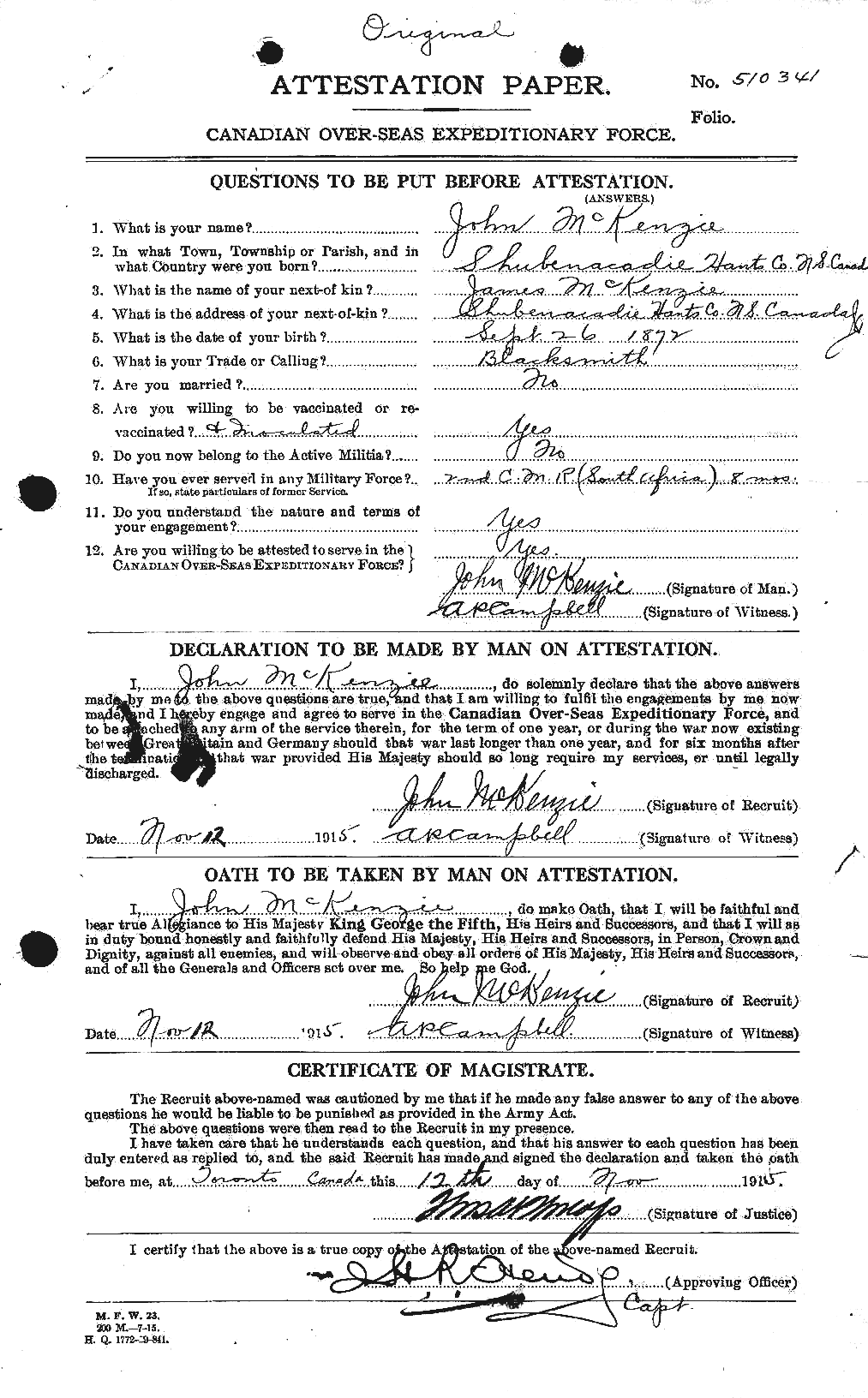 Personnel Records of the First World War - CEF 529310a
