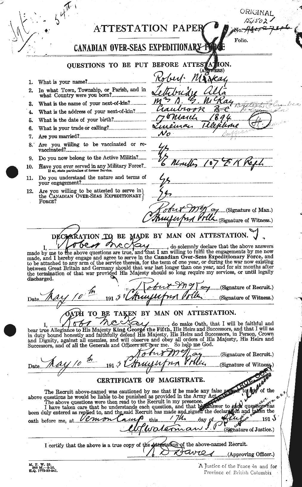 Personnel Records of the First World War - CEF 530067a