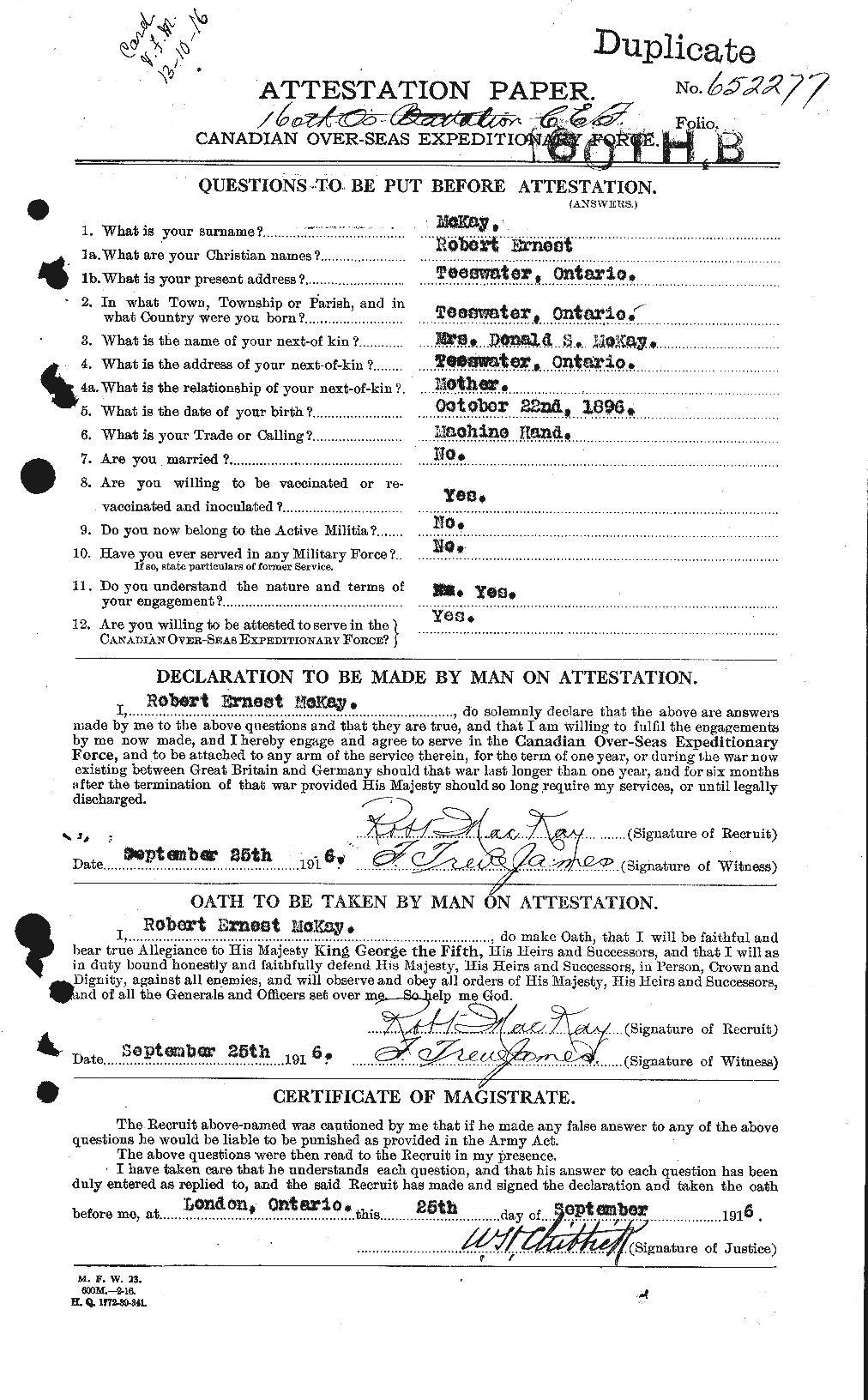 Personnel Records of the First World War - CEF 530094a