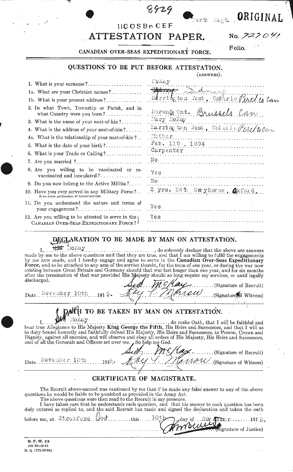 Personnel Records of the First World War - CEF 530136a