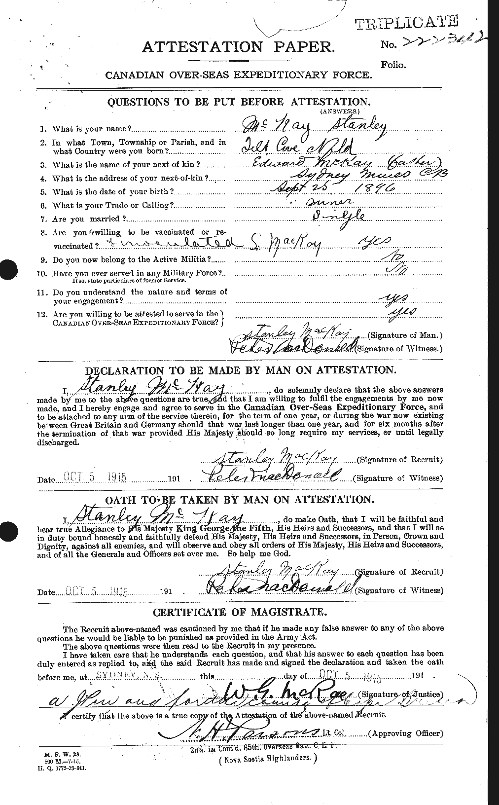 Personnel Records of the First World War - CEF 530141a